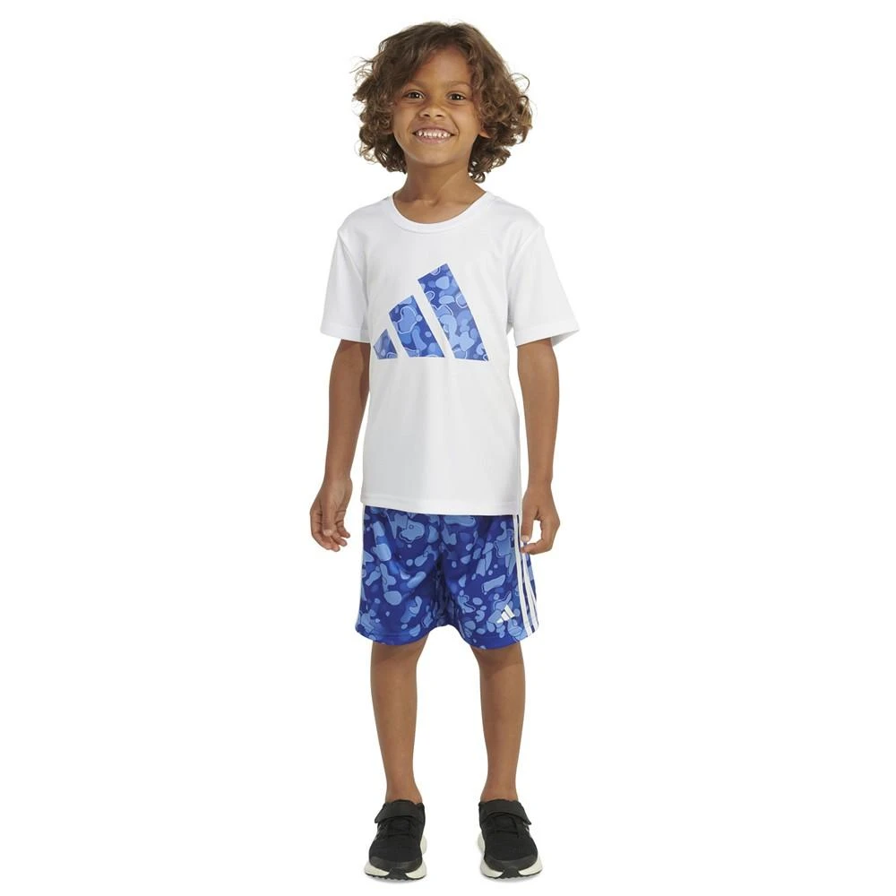 adidas Little & Toddler Boys Short-Sleeve Logo T-Shirt & 3-Stripes Shorts, 2 Piece Set