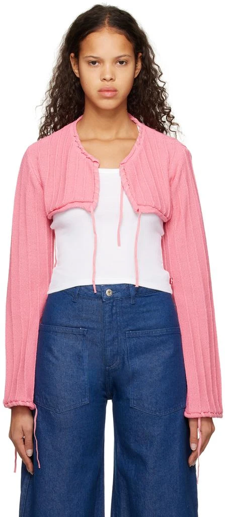 TheOpen Product Pink Drawstring Cardigan 1