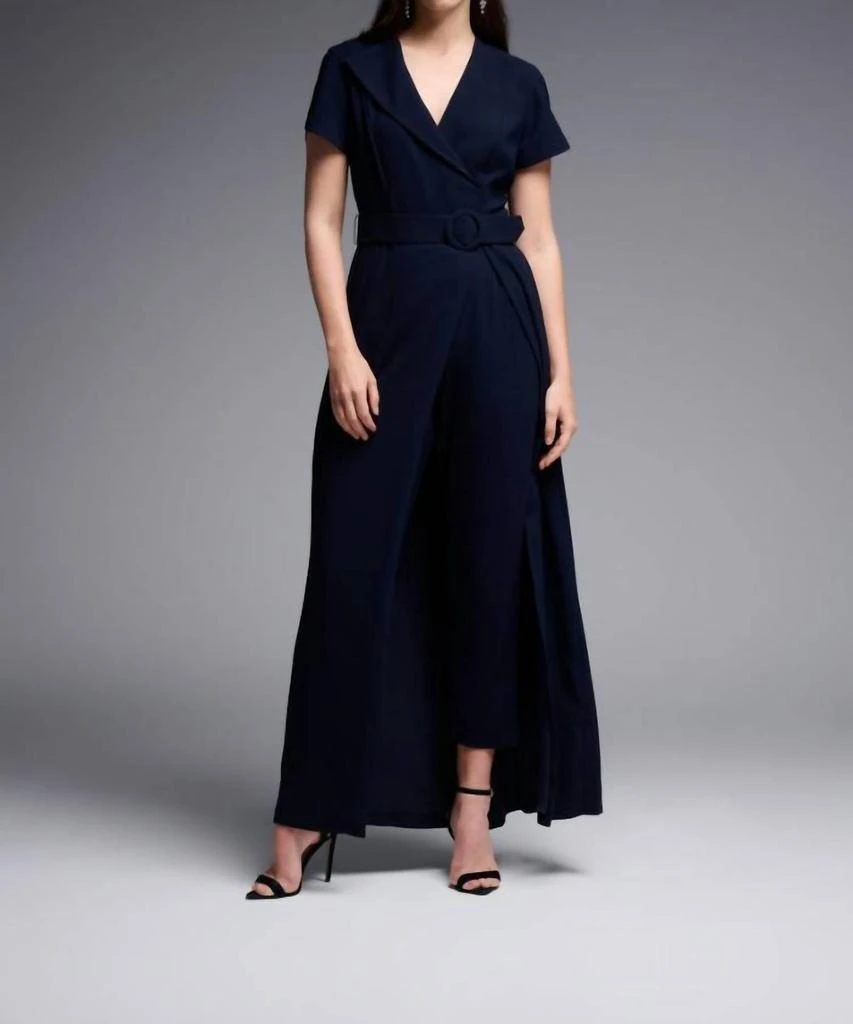 JOSEPH RIBKOFF Wrap Front Jumpsuit In Navy 1