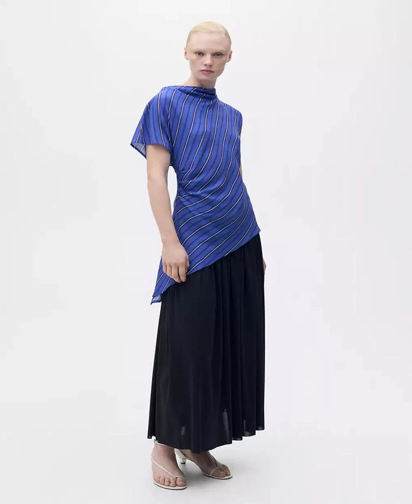 Mango Women's Asymmetrical Striped Blouse 1