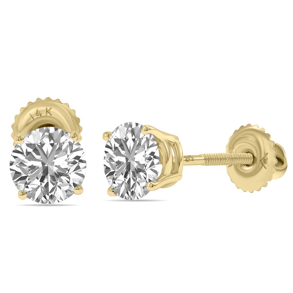 SSELECTS Igi Certified 2 Carat Tw Lab Grown Diamond Solitaire Earrings In 14K Yellow Gold