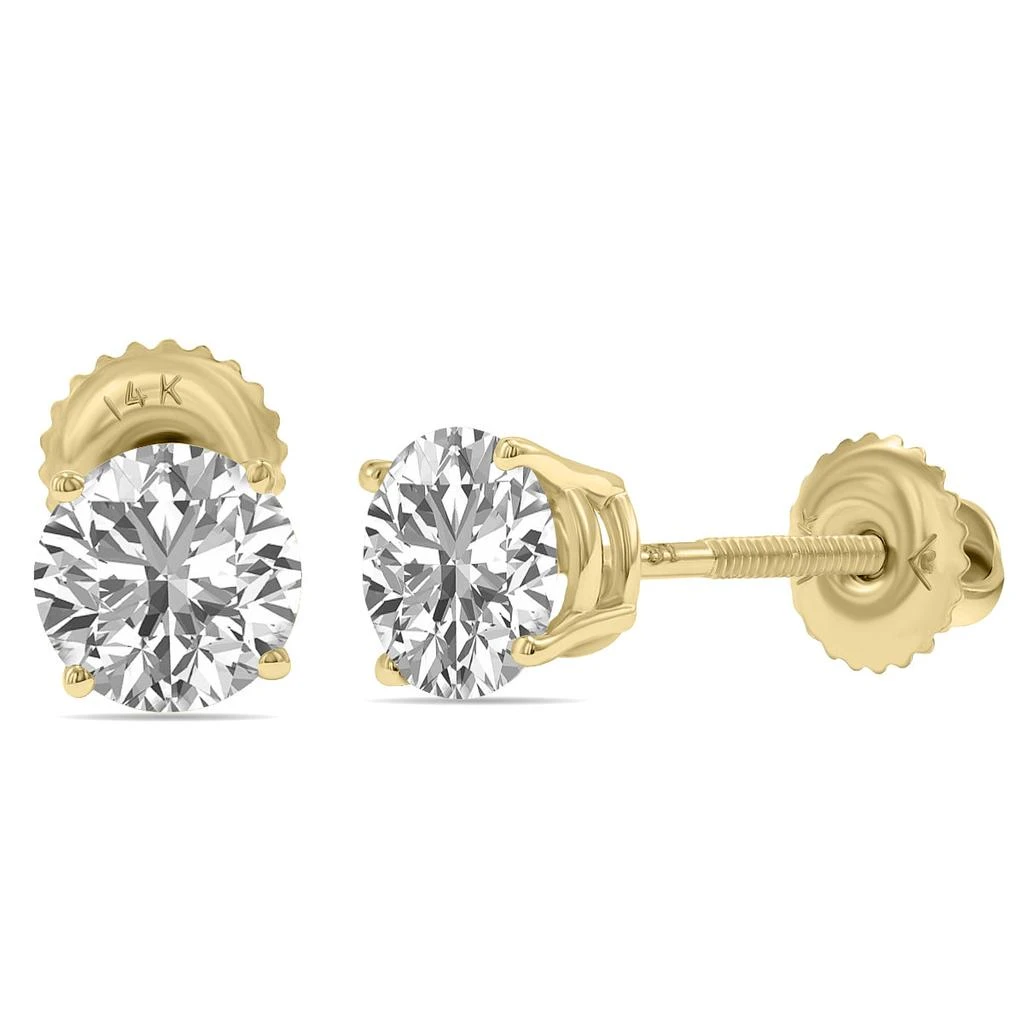 SSELECTS Igi Certified 2 Carat Tw Lab Grown Diamond Solitaire Earrings In 14K Yellow Gold 2