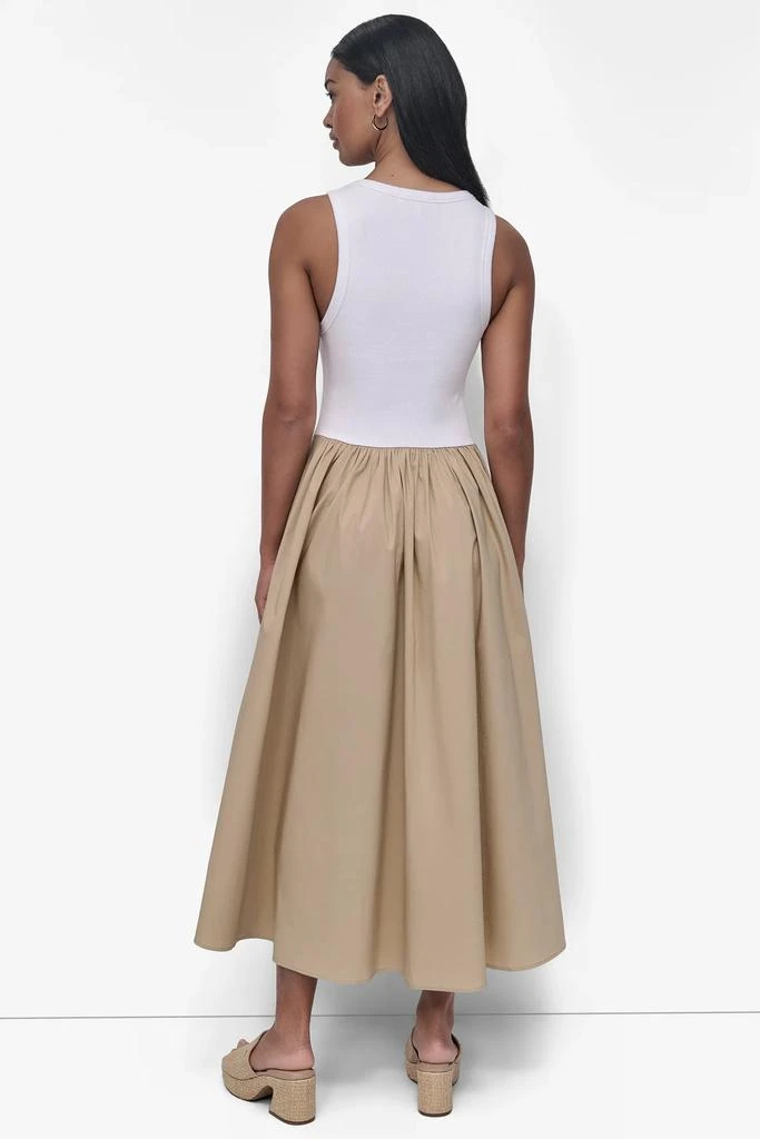 DKNY RIB TANK DRESS WITH POPLIN SKIRT 2