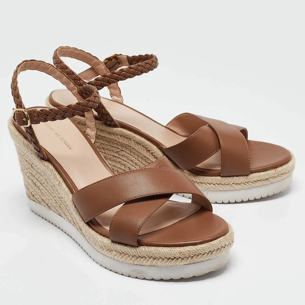 Stuart Weitzman Stuart Weitzman Brown Leather Mykonos Wedge Espadrille Sandals Size 40.5 4