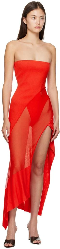 Mugler Red Semi-Sheer Minidress 4