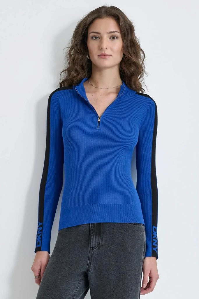 DKNY HALF ZIP LOGO TAPE SWEATER 1