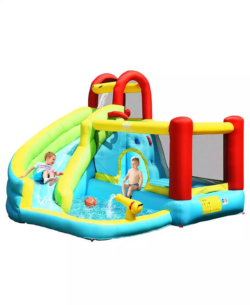 INOLAIT 6-in-1 Inflatable Bounce House with Climbing Wall and Basketball Hoop without Blower