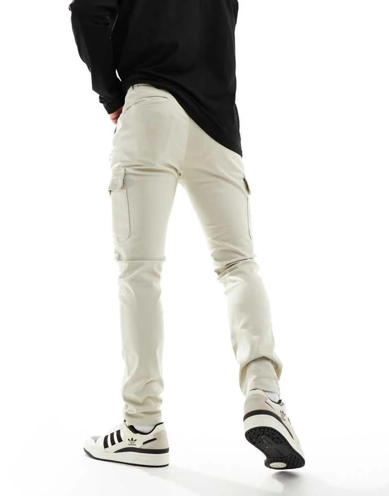 ASOS ASOS DESIGN skinny cargo trousers in stone 4
