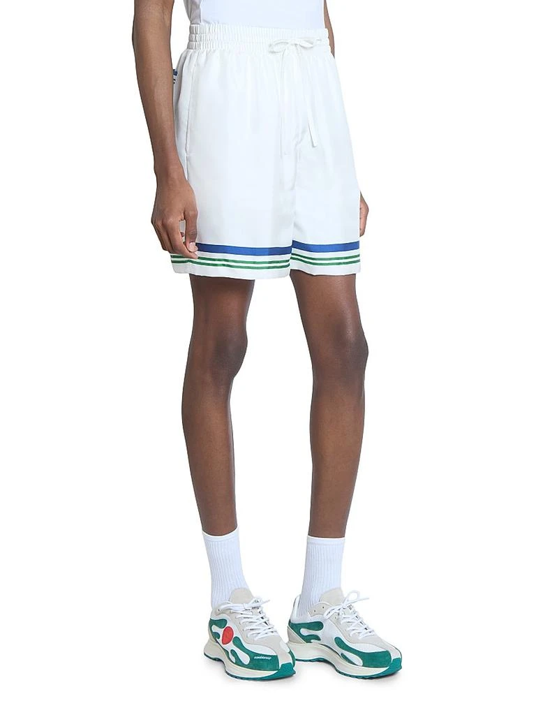 Casablanca Tennis Ball Striped Silk Shorts 4