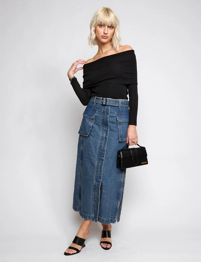 Pixie Market Rochelle Long belted Cargo Denim Skirt 4