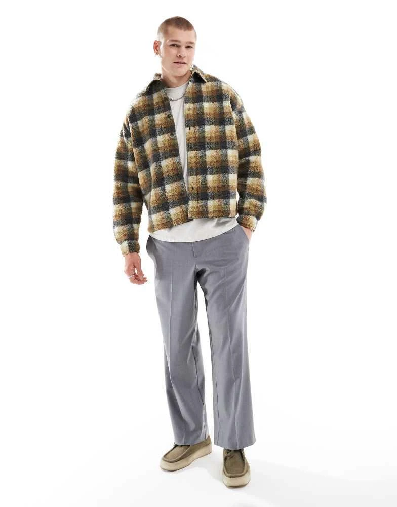 ASOS ASOS DESIGN 90s oversized shirt in neutral borg check 2