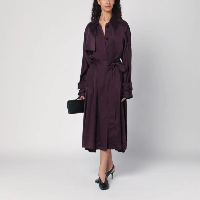 Victoria Beckham Eggplant colour single-breasted trench coat 2