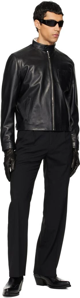 Ernest W. Baker Black Snake Trim Leather Jacket 4