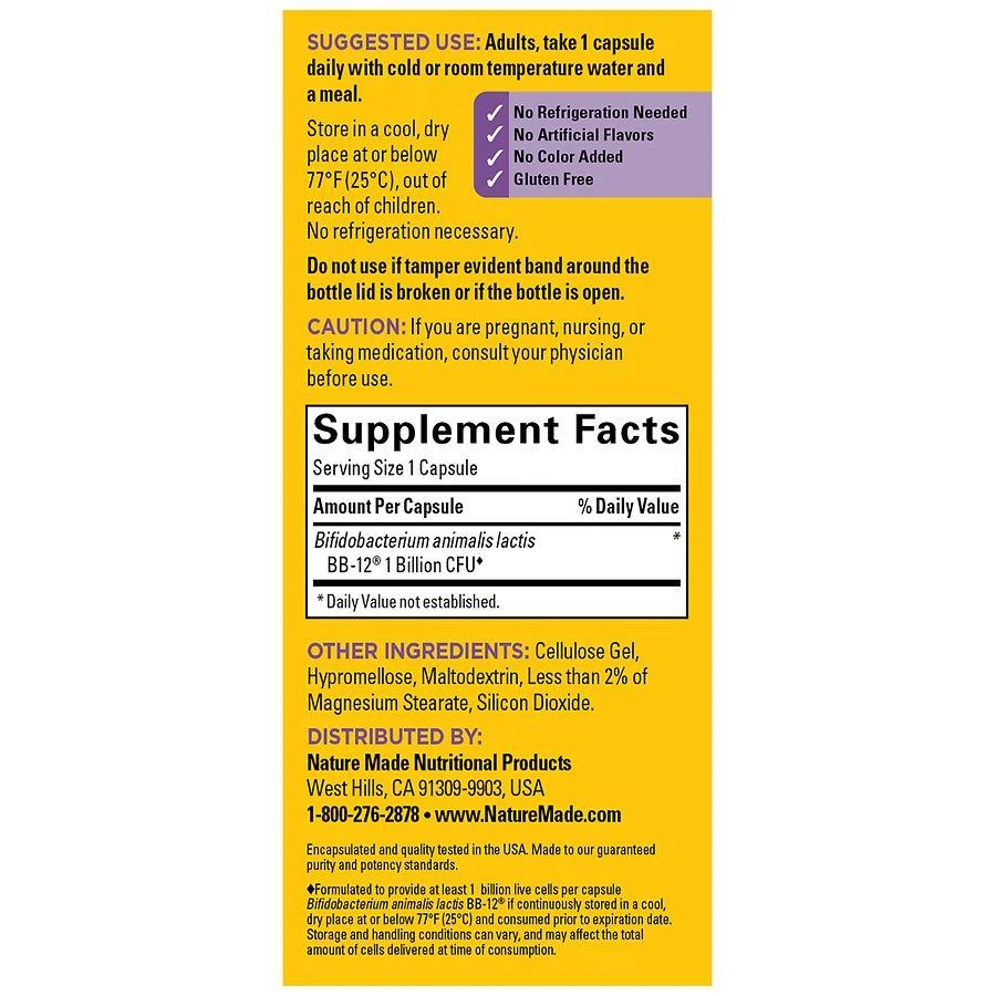 Nature Made Probiotic Capsules 1 Billion CFU From Live Cultures 4