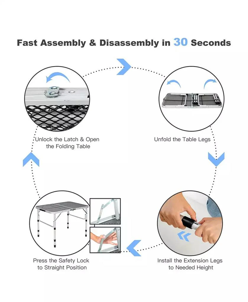 Gymax Folding Grill Table for Camping Lightweight Aluminum Metal Grill Stand Table 8
