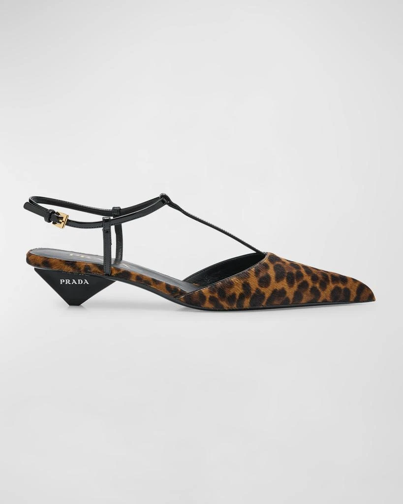 Prada Leopard T-Strap Ballerina Pumps 1