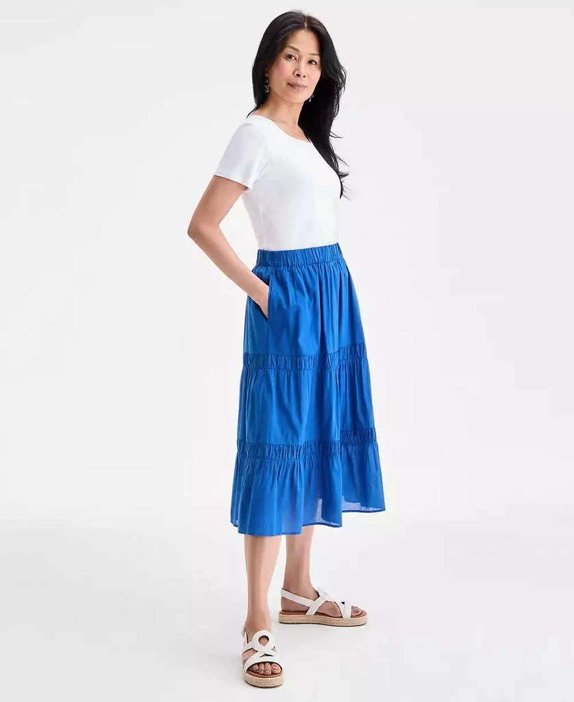 Style & Co Women's Cotton Lace Pull On Tiered Skirt, Exclusively at Macy's 2