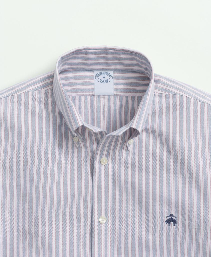 Brooks Brothers Stretch  Cotton Non-Iron Oxford Polo Button-Down Collar, Outline Striped Shirt