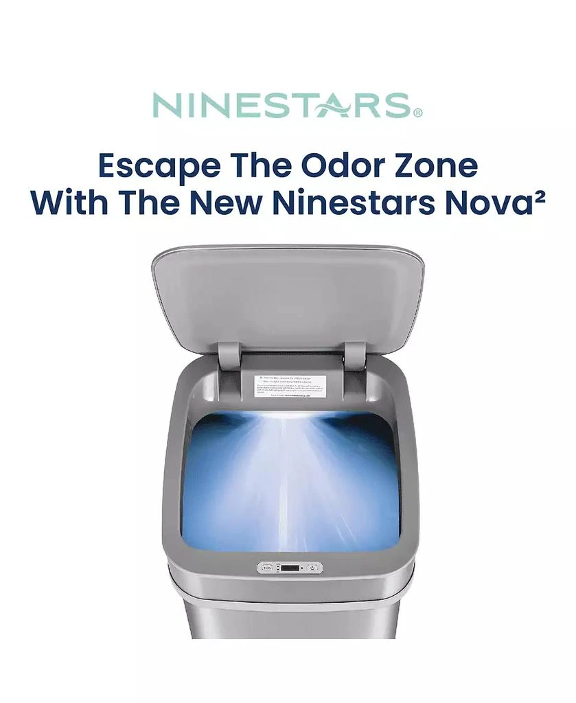 NINESTARS Nova² UV Odor Neutralizing Smart Kitchen Trash Can 13 Gallon Squared 2