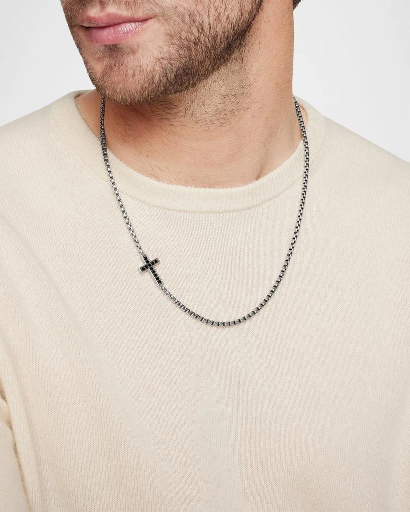 David Yurman Men's Streamline Cross Station Necklace in Silver with Black Diamonds, 3.6mm, 20"L 6