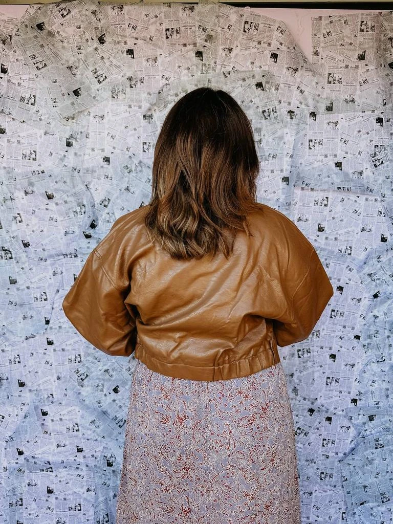 PROMESA Faux Leather Moto Jacket In Tan 3