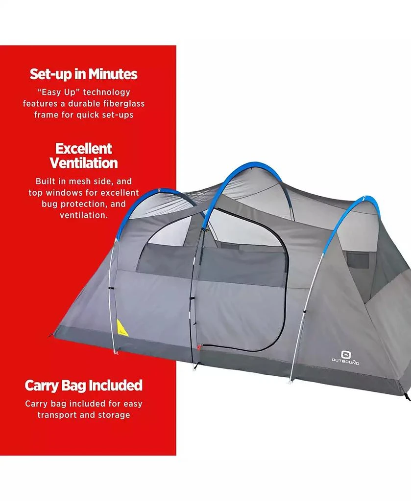 Outbound 8 Person 3 Season Easy Up Camping Dome Tent with Rainfly
Porch, Blue 7