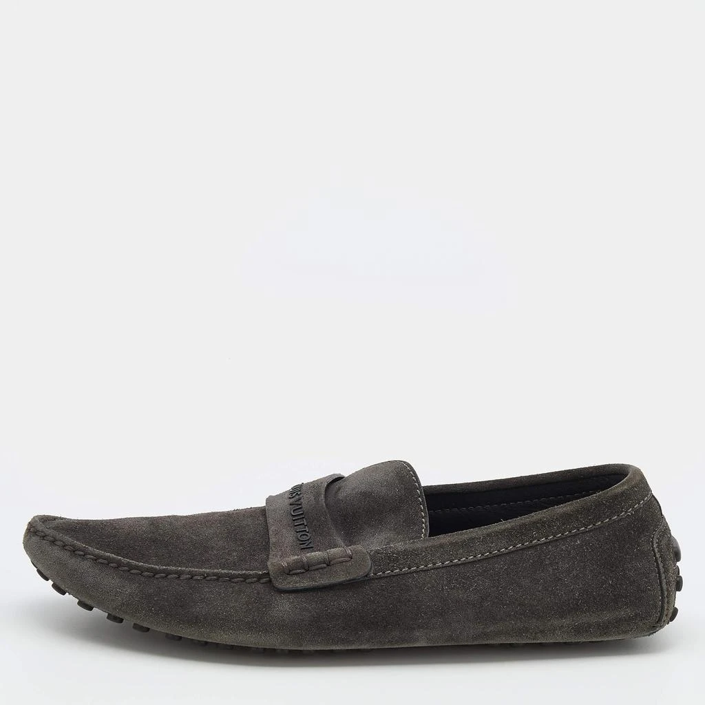 Louis Vuitton Louis Vuitton Dark Grey Suede Slip On Loafers Size 43 1