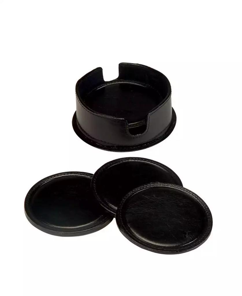 ROYCE New York Set of Round Coasters in Leather Case