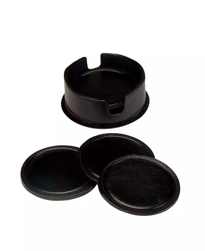 ROYCE New York Set of Round Coasters in Leather Case 1