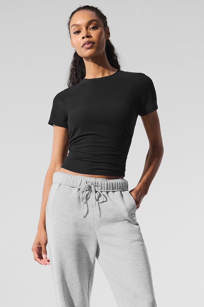 Alo Ribbed Sea Coast Tee - Black