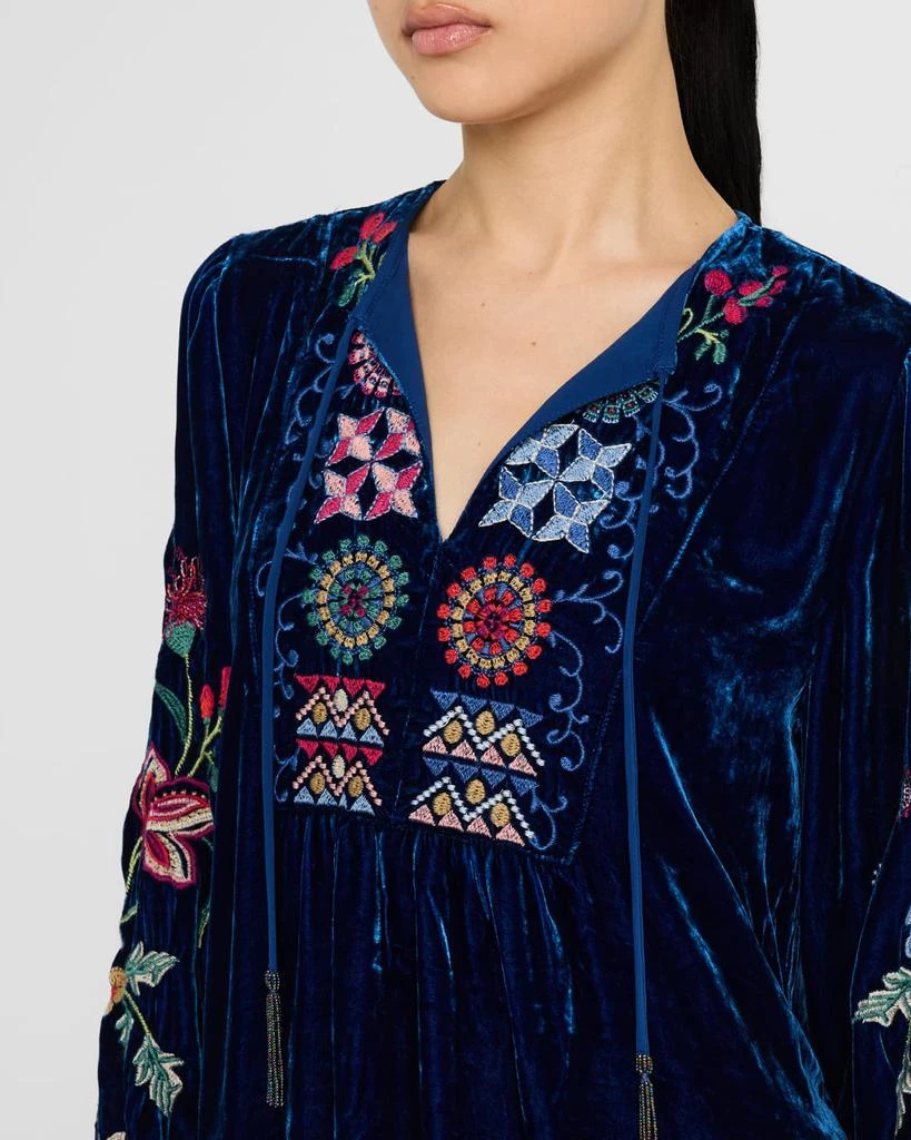 Johnny Was Nikkola Embroidered Velvet Mini Shift Dress 5