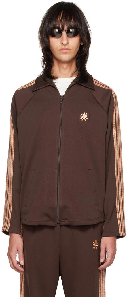 JieDa Brown 5 Stripe Track Jacket 1