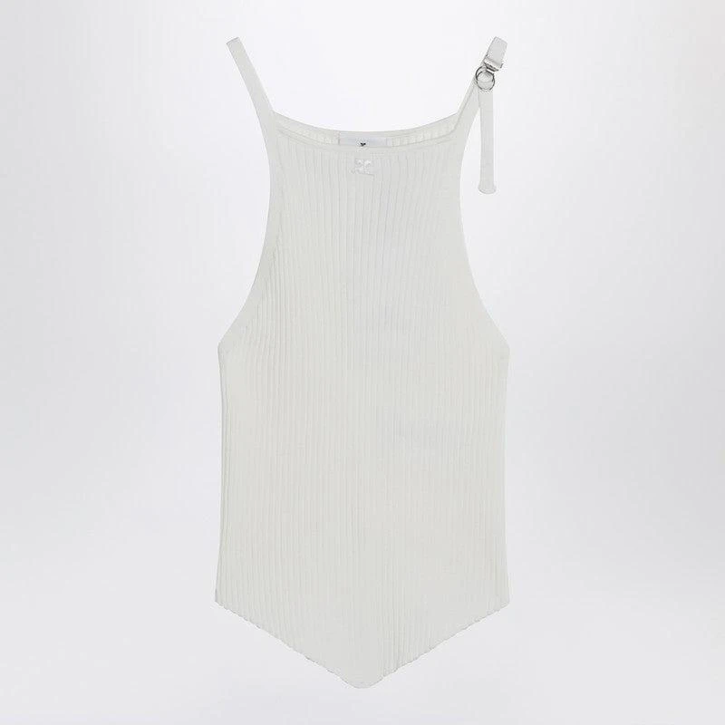 courreges Courrèges Ribbed Top With Pointed Hem 1