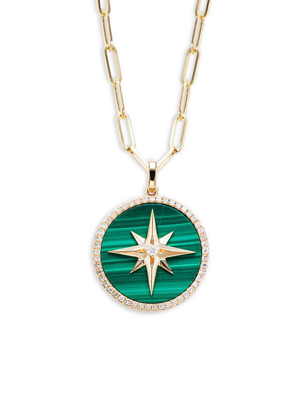 Effy ​14K Yellow Gold, Diamond & Malachite North Star Necklace