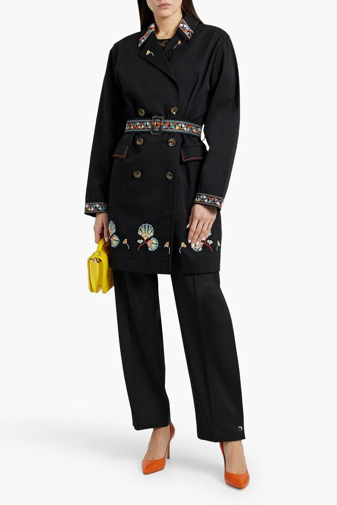 Saloni Summer embellished cotton-blend twill trench coat 2