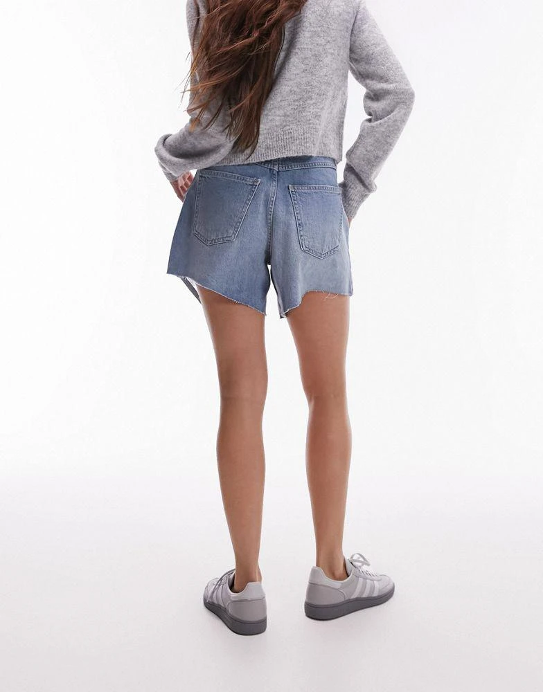Topshop Topshop denim pleated shorts in bleach 3