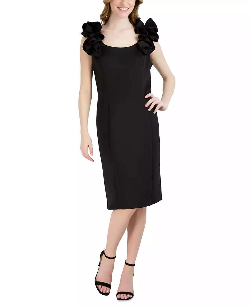 Donna Ricco Women's Ruffled-Shoulder Sleeveless Dress 1