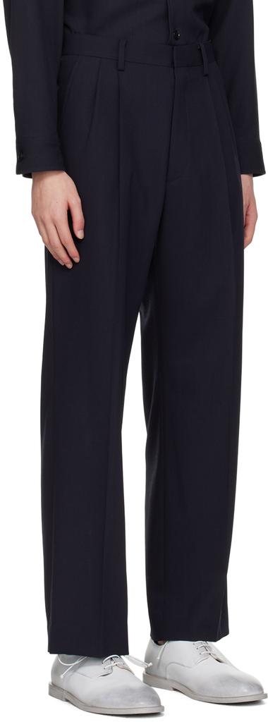 AURALEE Navy Pleated Trousers