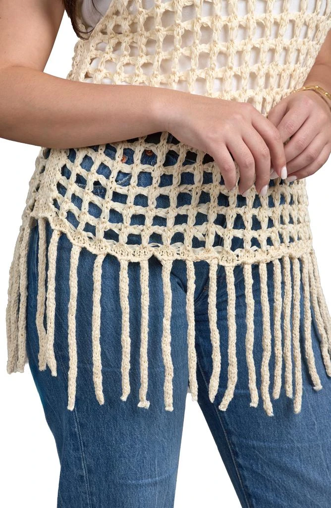 SAACHI Open Weave Fringe Cover-Up Top 3