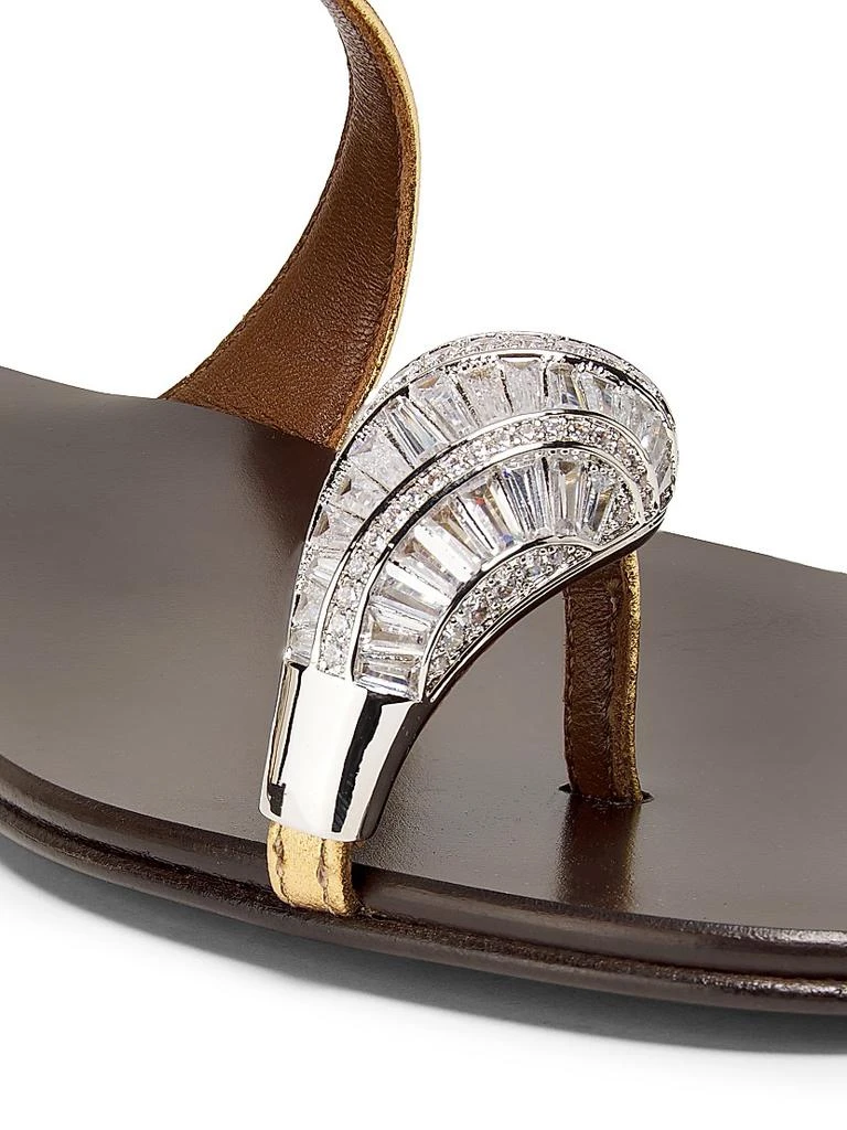 Giuseppe Zanotti 30th Anniversary Crystal-Embellished Toe Ring Metallic Leather Sandals 5