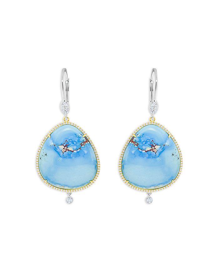 Meira T 14K Yellow & White Gold Turquoise & Diamond Drop Earrings