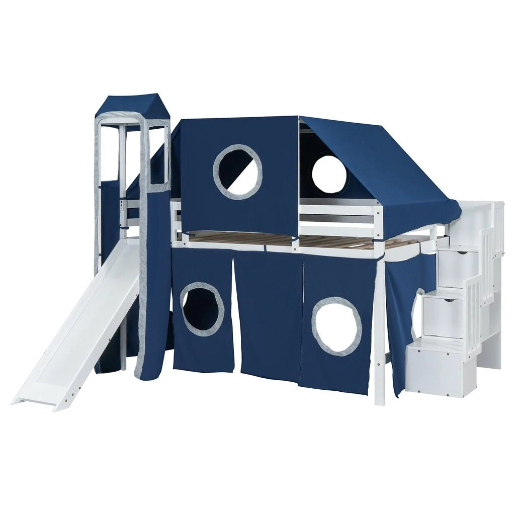 Streamdale Furniture Streamdale Full Size Loft Bed with Tent and Tower 4