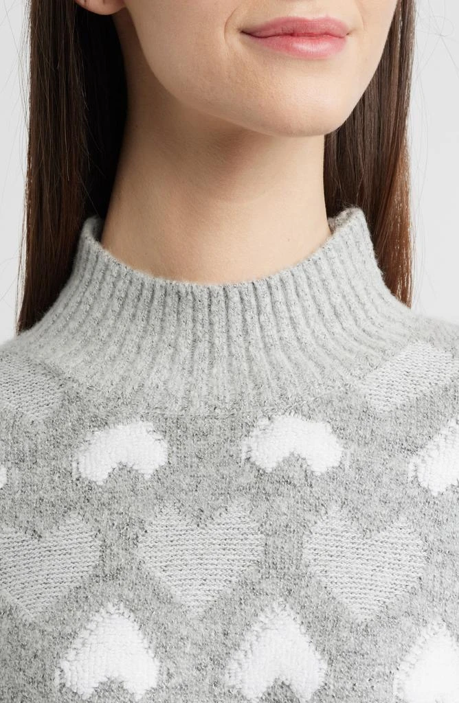 Bobeau Heart Jacquard Mock Neck Sweater 4