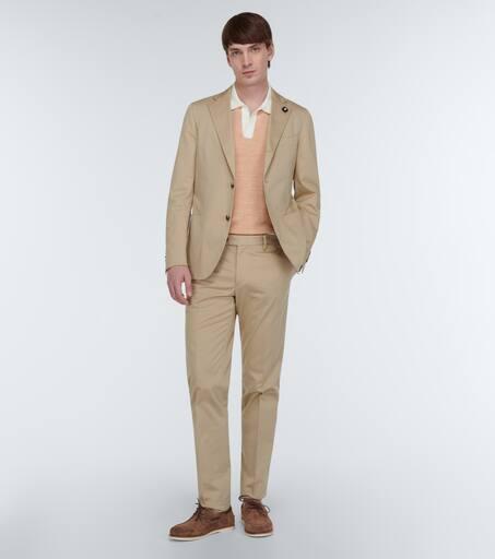 Thom Sweeney Knitted cotton and linen polo shirt