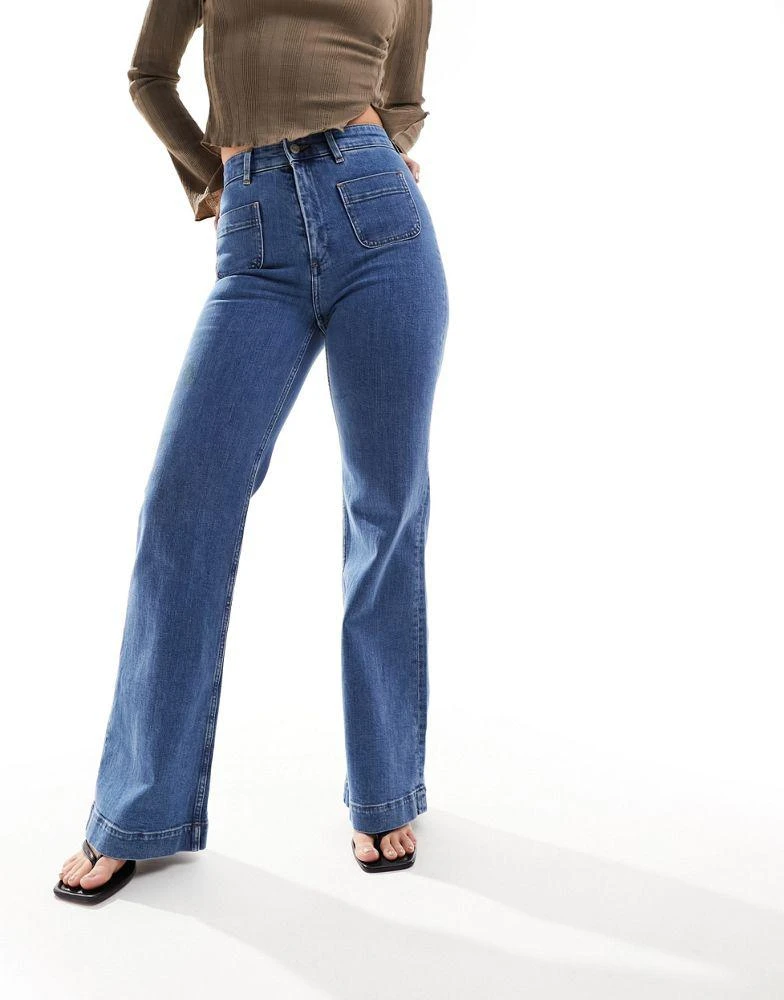 & Other Stories & Other Stories high waist flared jeans in deep blue 3