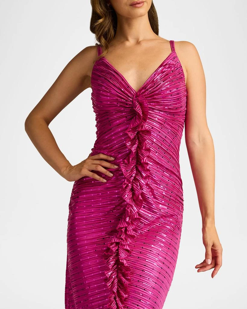 SHO by Tadashi Shoji Ruched Ruffle Metallic Midi Dress 5