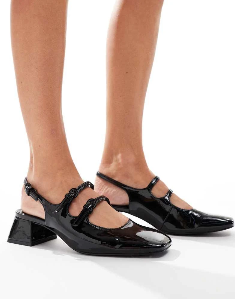Stradivarius Stradivarius heeled mary jane shoe in black 1