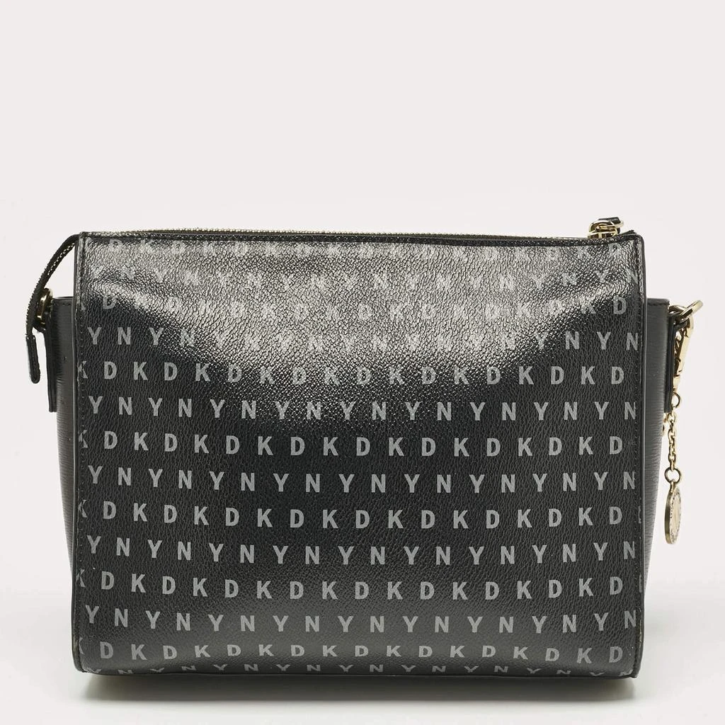 DKNY DKNY Black/Grey Monogram Coated Fabric Ava Zip Crossbody Bag 4