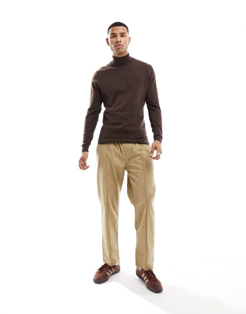 New Look New Look roll neck jumper in dark brown 4