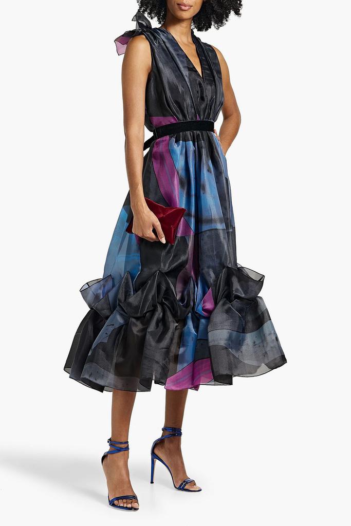 ROKSANDA Ruffled printed organza midi dress